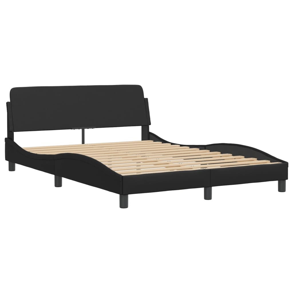 vidaXL Bedframe met hoofdbord kunstleer zwart 140x200 cm afbeelding
