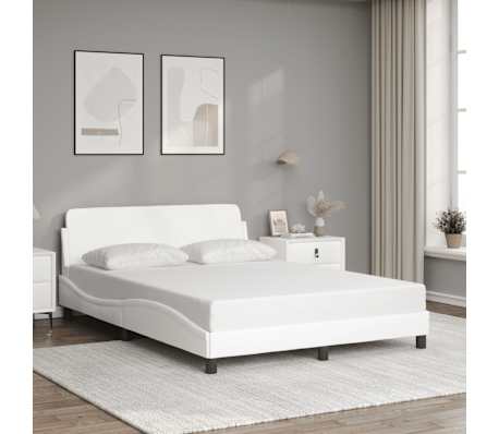 vidaXL Estrutura de cama Dover 140x200 cm couro artificial branco