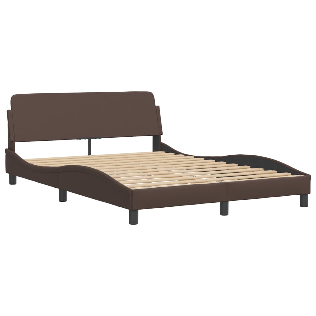 vidaXL Bedframe met hoofdbord kunstleer bruin 140x200 cm afbeelding