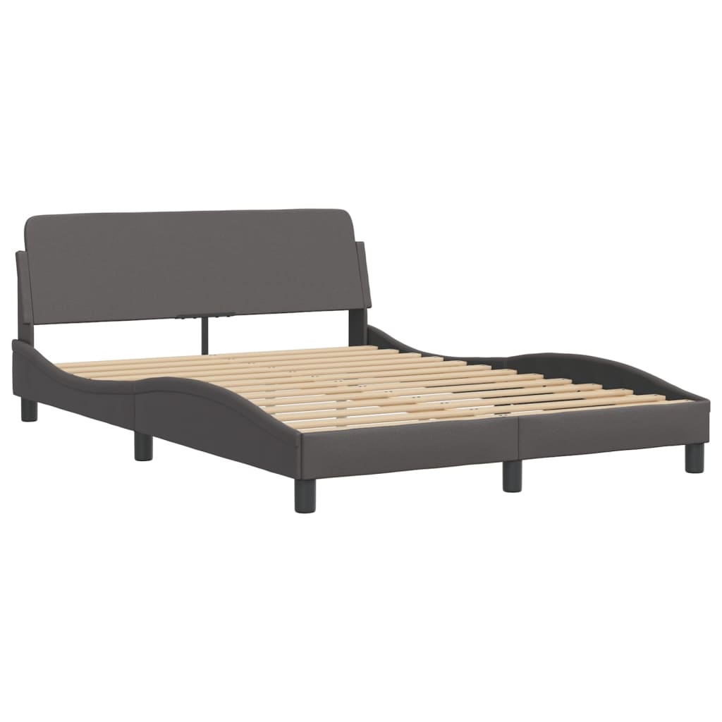 vidaXL Bedframe met hoofdbord kunstleer grijs 140x200 cm afbeelding