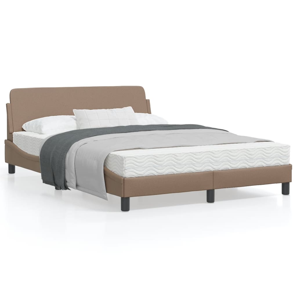 vidaXL Cadru de pat cu tăblie, cappuccino, 140x200 cm, piele ecologică