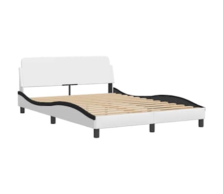 vidaXL Bed Frame "Dover" White&Black 140x200 cm Faux Leather