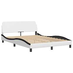 vidaXL Cadre de lit Dover blanc et noir 140x200 cm similicuir