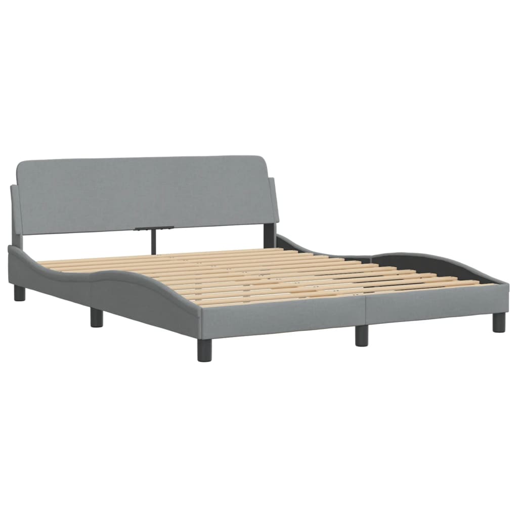 vidaXL Bedframe zonder matras stof lichtgrijs 160x200 cm afbeelding
