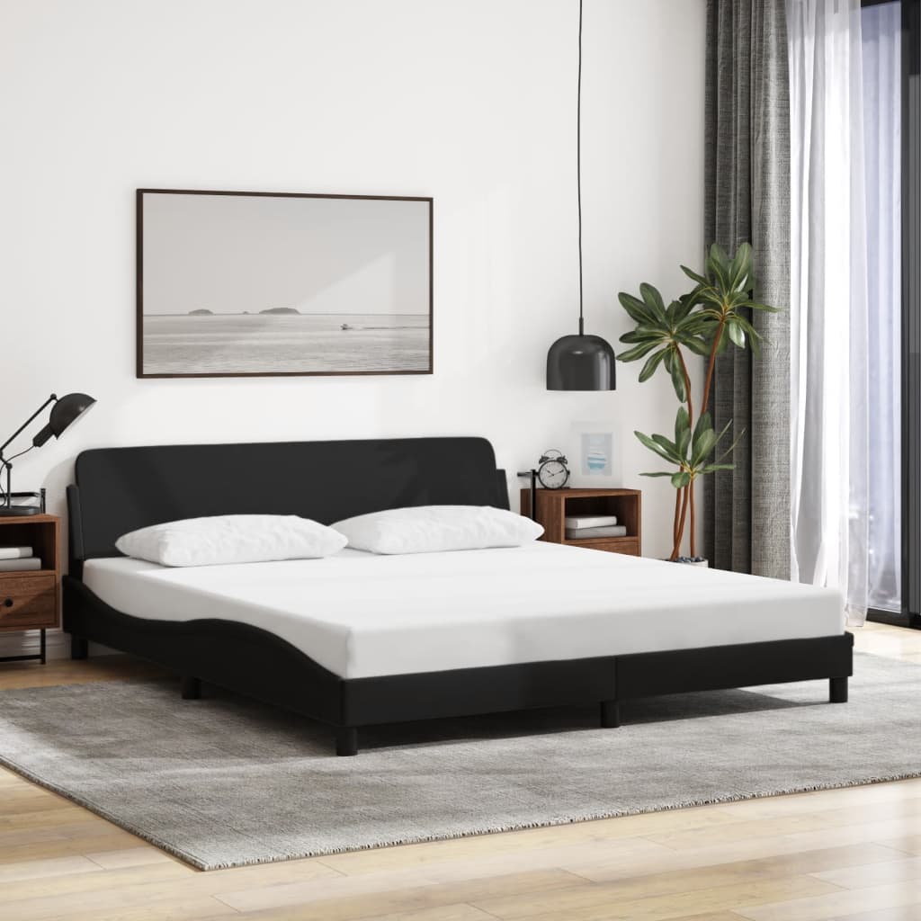 vidaXL Cadru de pat, Dover, negru, 160x200 cm, textil