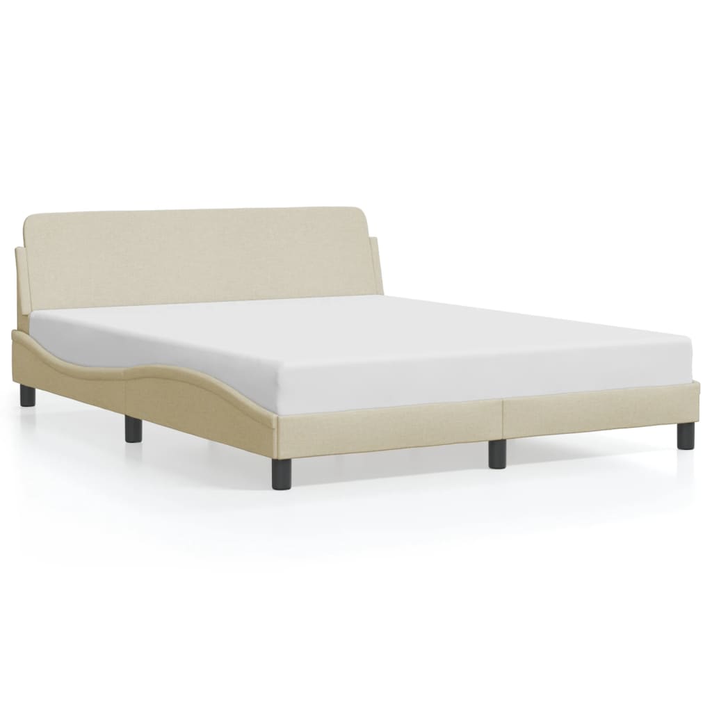 vidaXL Rám postele bez matrace krémový 160 x 200 cm textil