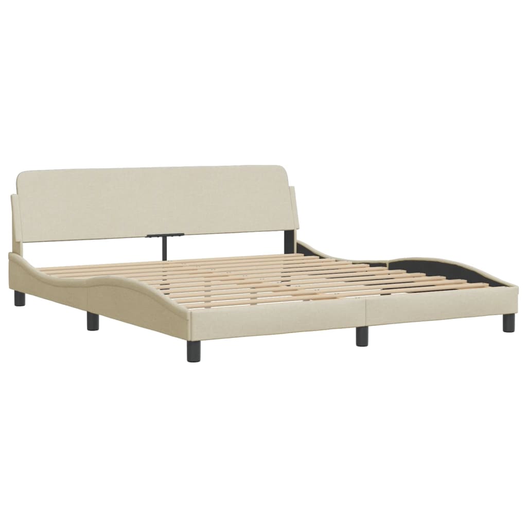 vidaXL Bedframe zonder matras stof crèmekleurig 160x200 cm afbeelding