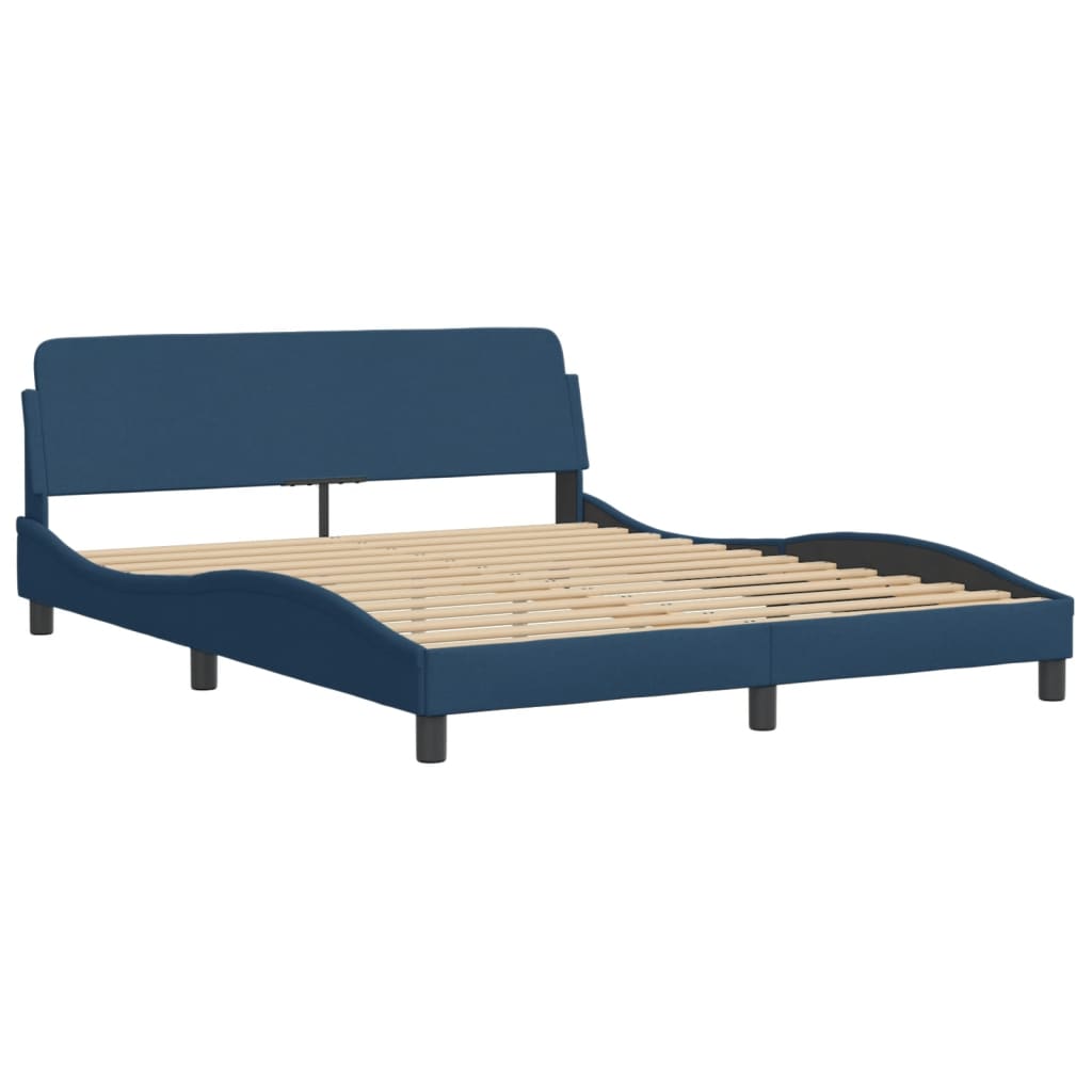 vidaXL Bedframe met hoofdeinde zonder matras 160x200 cm stof blauw afbeelding