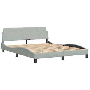 vidaXL Estrutura de cama Dover 160x200 cm veludo cinzento-claro