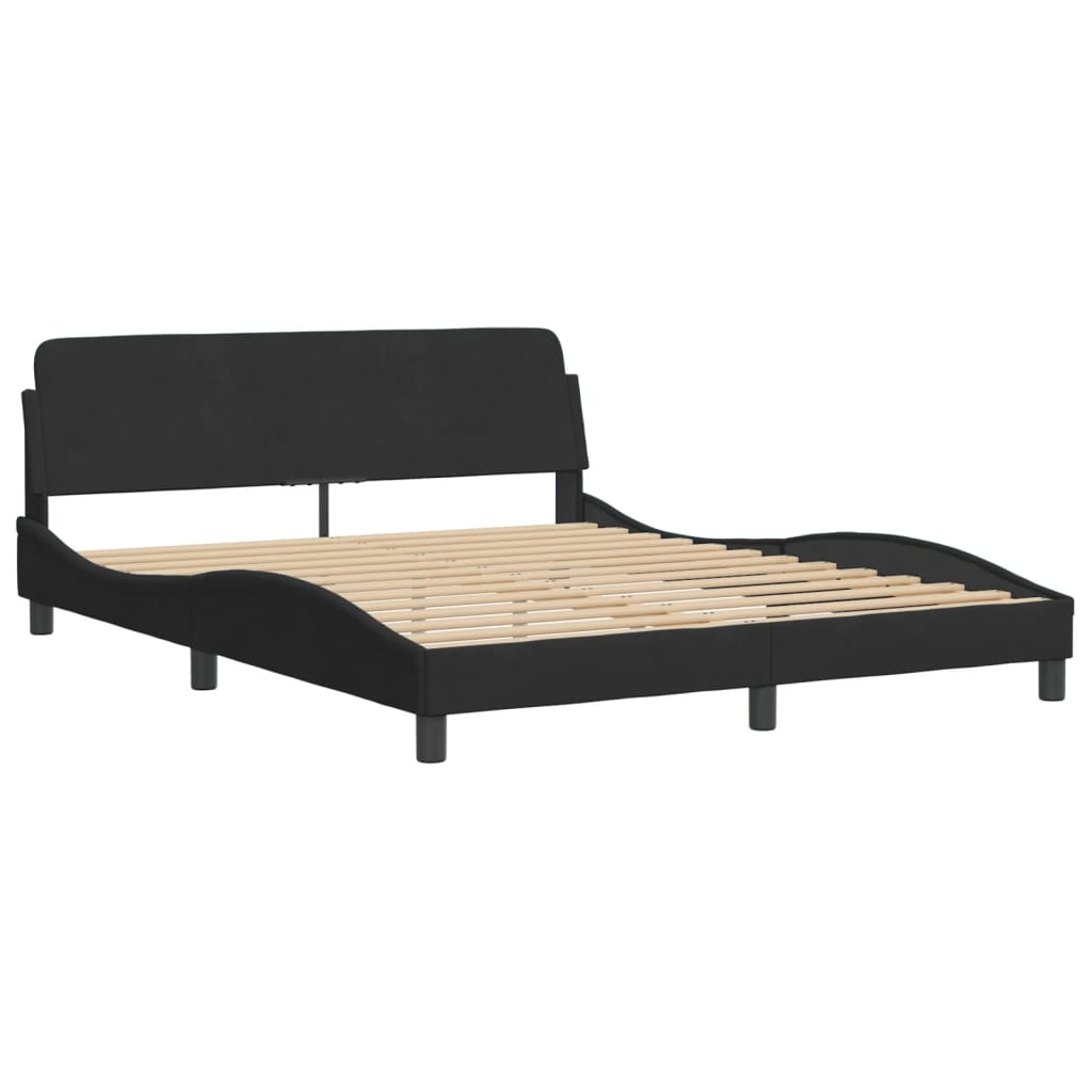 vidaXL Bedframe zonder matras 160x200 cm fluweel zwart afbeelding