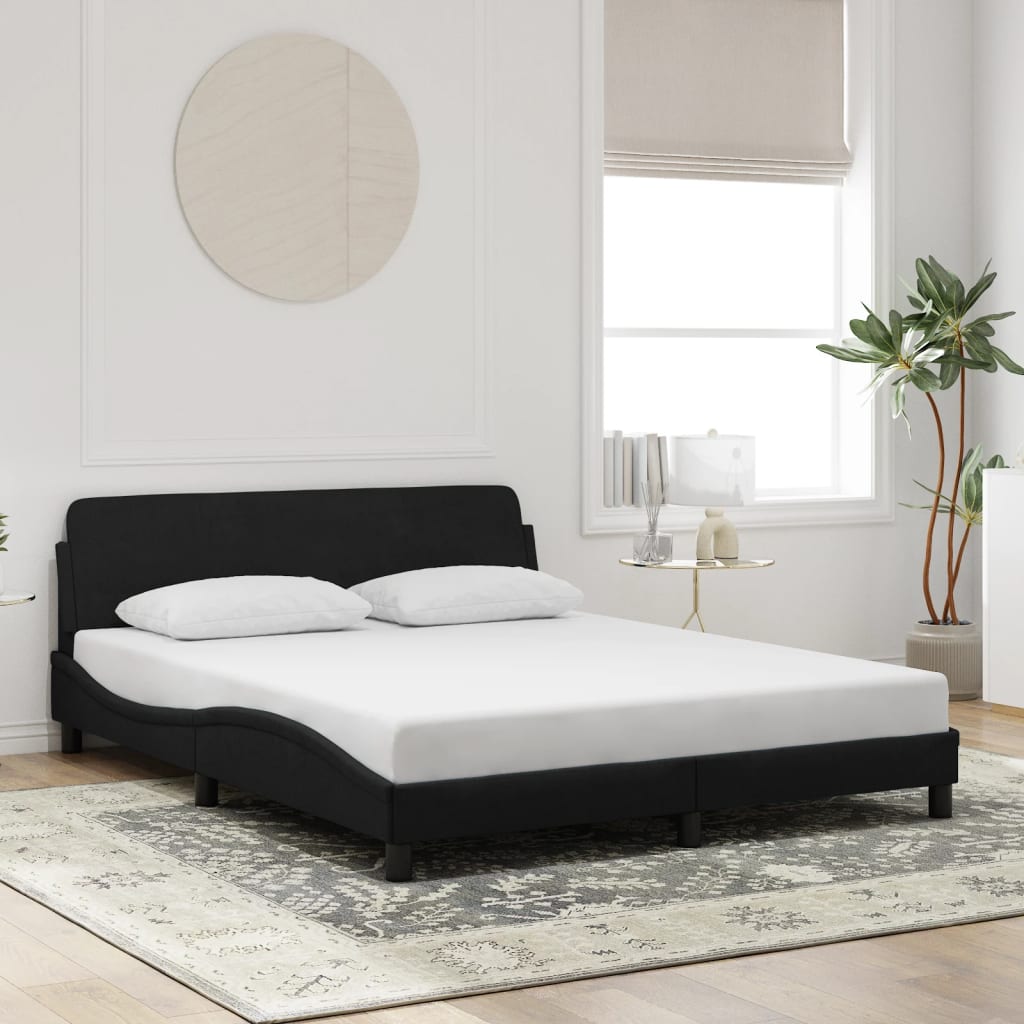 vidaXL Cadru de pat, Dover, negru, 160x200 cm, catifea