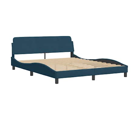 vidaXL Estrutura de cama com cabeceira Dover 160x200 cm veludo azul