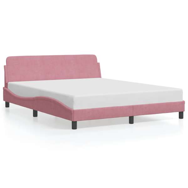 vidaXL voodiraam peatsiga Dover Roosa 160x200 cm samet