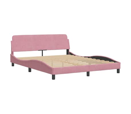 vidaXL Cadre de lit avec t&ecirc;te de lit Dover rose 160x200cm velours