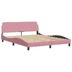 vidaXL Cadre de lit avec t&ecirc;te de lit Dover rose 160x200cm velours