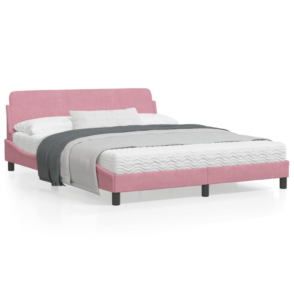 Okvir za krevet s uzglavljem ružičasti 160×200 cm baršunasti Kreveti i dodaci za krevete Naručite namještaj na deko.hr