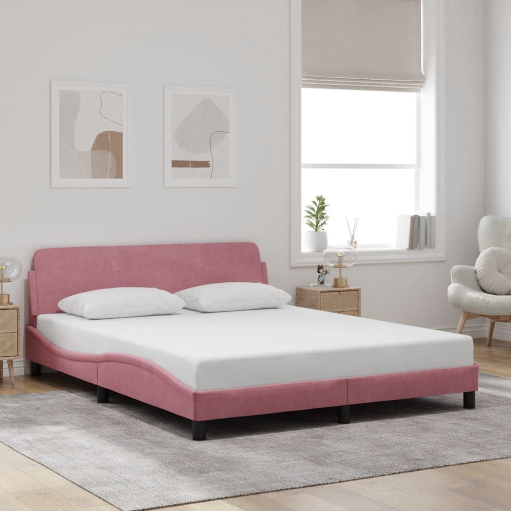 Thumbnail - vidaXL Bettgestell mit Kopfteil "Dover" Rosa 160x200 cm Samt