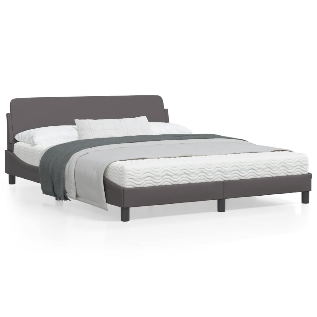 vidaXL Cadru de pat cu tăblie, gri, 160x200 cm, piele ecologică