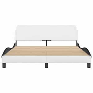 Rám postele Dover bílý a černý 160 x 200 cm umělá kůže - obrázek 4