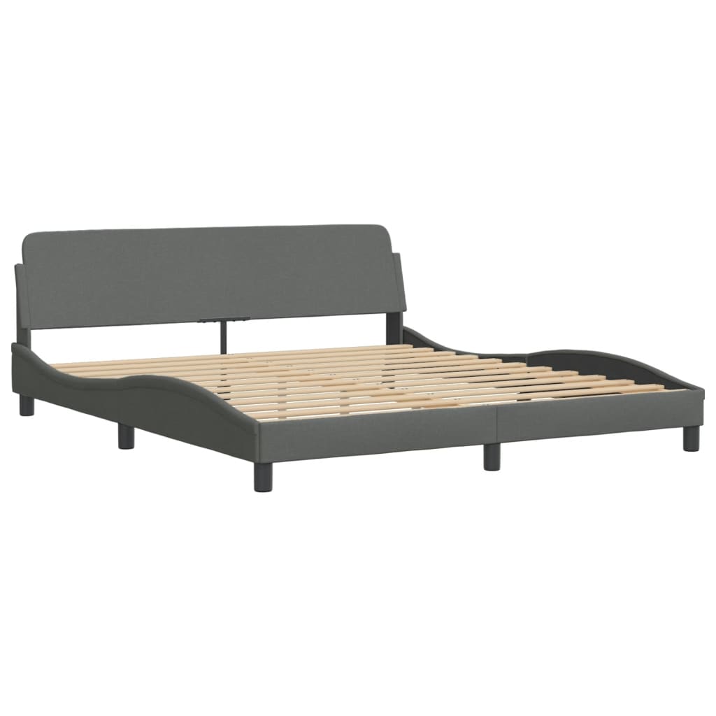 vidaXL Bedframe zonder matras stof donkergrijs 180x200 cm afbeelding