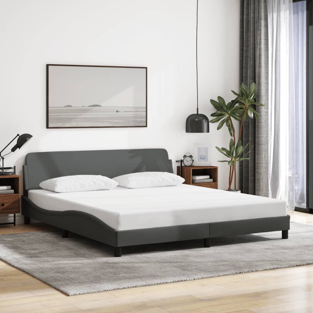 vidaXL Cadru de pat, Dover, gri închis, 180x200 cm, textil