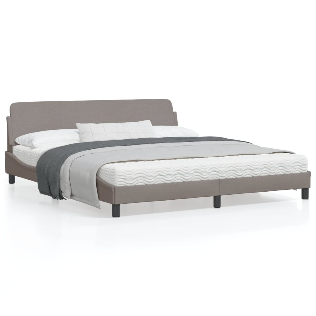 vidaXL Cadru de pat cu tăblie, gri taupe, 180x200 cm, textil