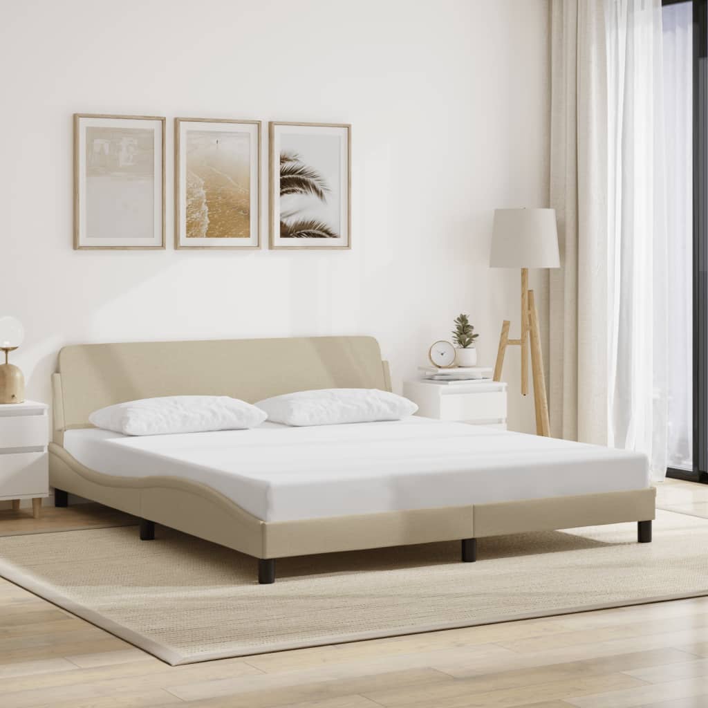 vidaXL Cadru de pat, Dover, crem, 180x200 cm, textil