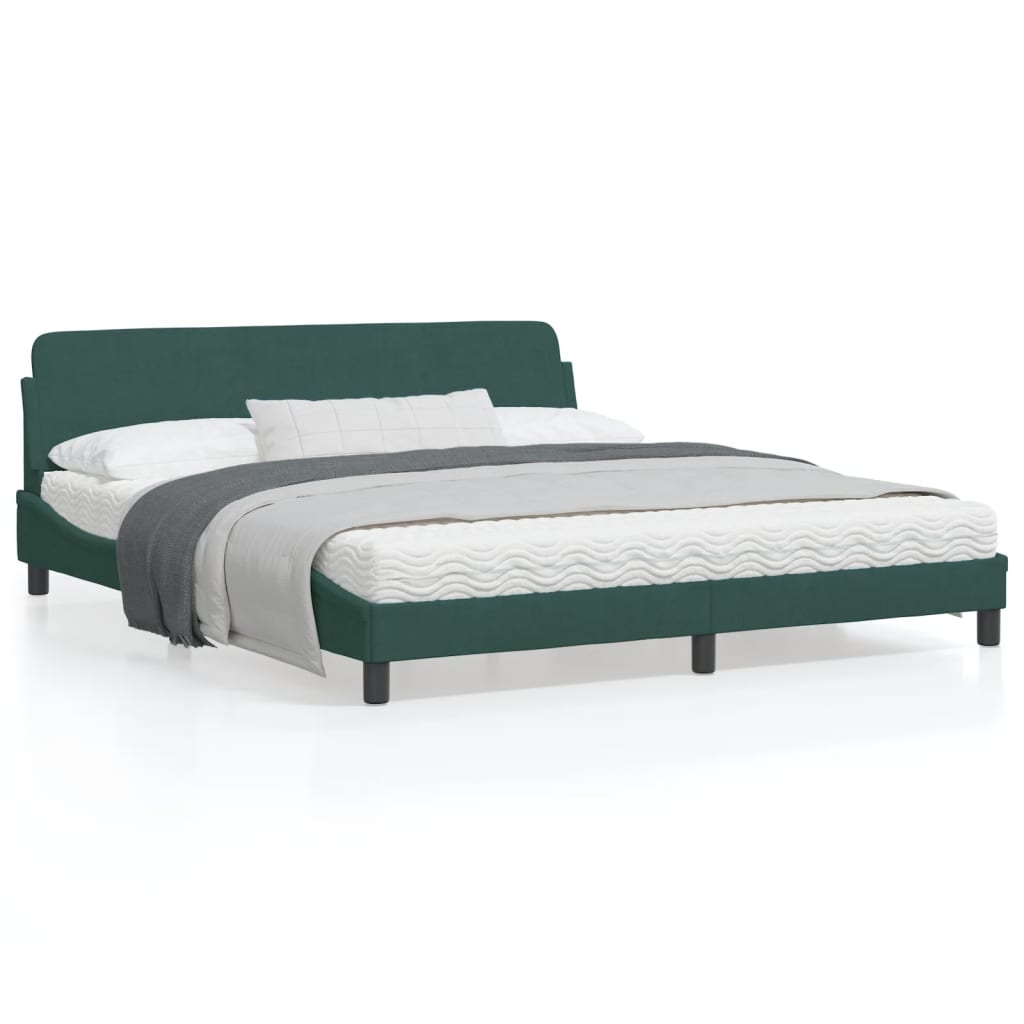 vidaXL Cadre de lit avec tête de lit Vert foncé 180x200 cm Velours