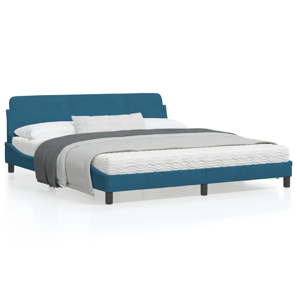Okvir za krevet s uzglavljem plavi 180×200 cm baršunasti Kreveti i dodaci za krevete Naručite namještaj na deko.hr