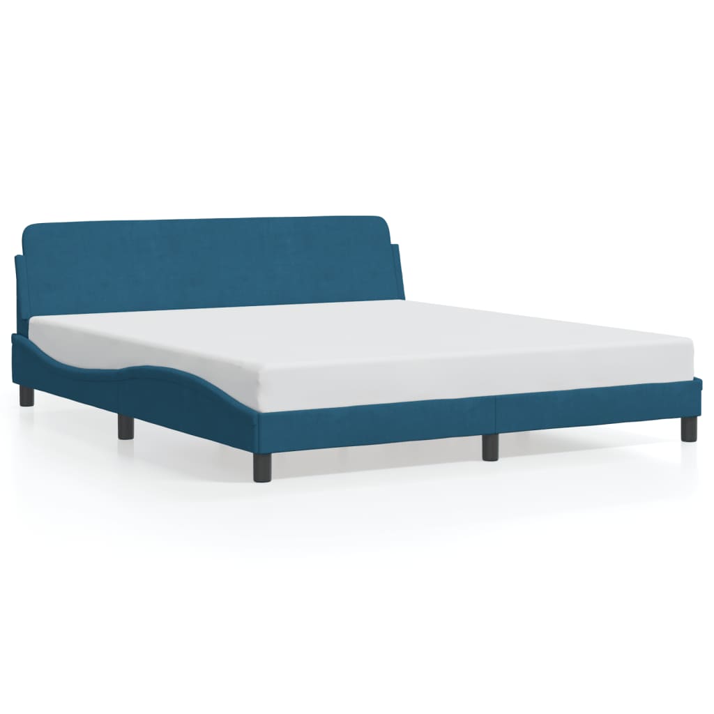 vidaXL Cadru de pat cu tăblie, albastru, 180x200 cm, catifea