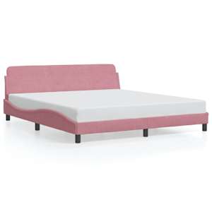 vidaXL voodiraam peatsiga Dover Roosa 180x200 cm samet