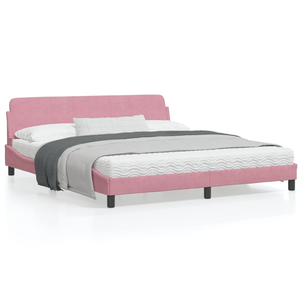 Okvir za krevet s uzglavljem ružičasti 180×200 cm baršunasti Kreveti i dodaci za krevete Naručite namještaj na deko.hr