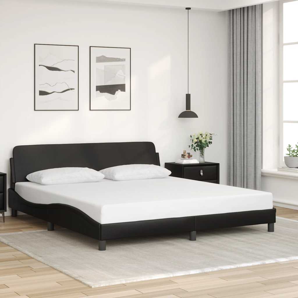 Sengeramme Dover 180x200 cm i sort kunstlæder med sengegavl