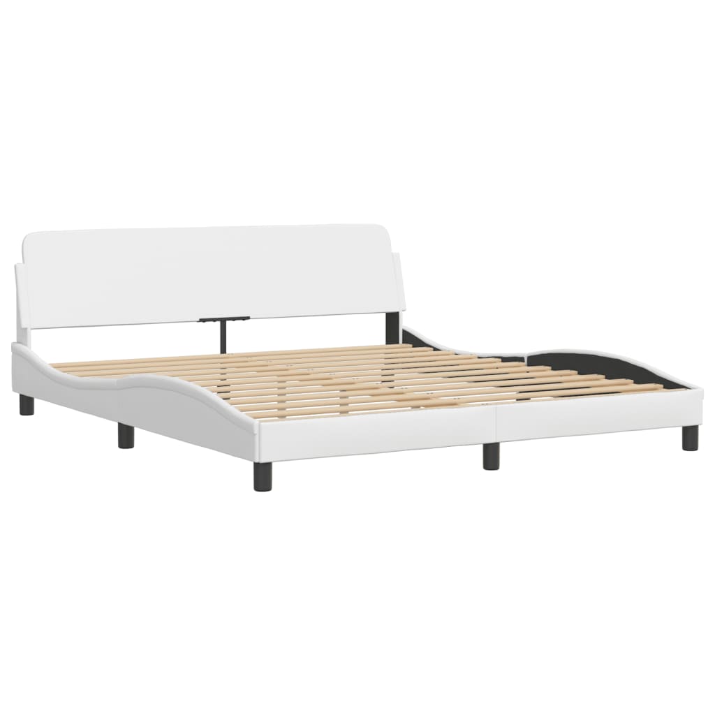 vidaXL Bedframe met hoofdbord kunstleer wit 180x200 cm afbeelding
