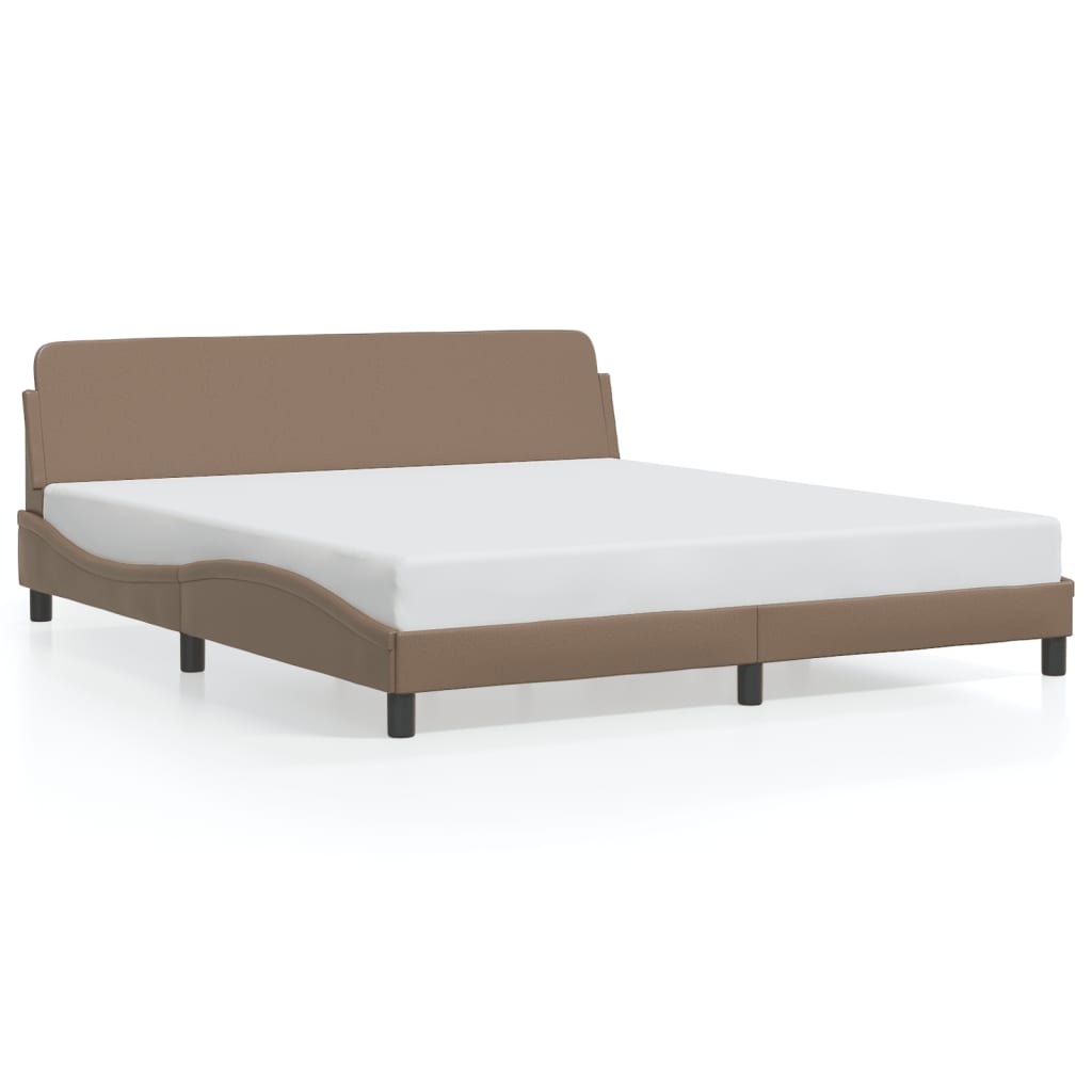 vidaXL Cadru de pat cu tăblie, cappuccino, 180x200 cm, piele ecologică