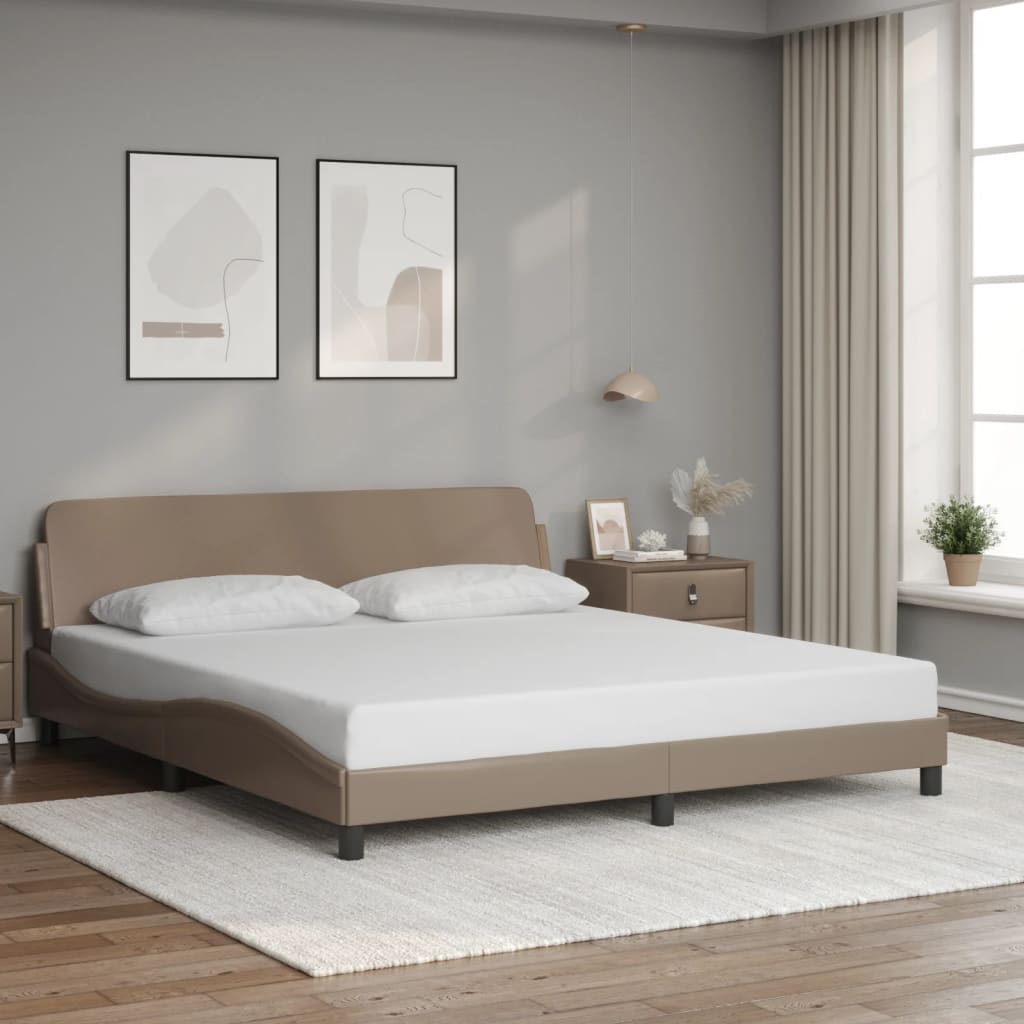 vidaXL Cadru de pat, Dover, cappuccino, 180x200 cm, piele ecologică