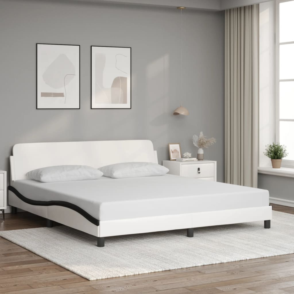 vidaXL Cadru de pat Dover alb și negru 180x200cm piele artificială