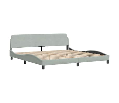 vidaXL Posteljni okvir Dover svetlo siv 200x200 cm žamet