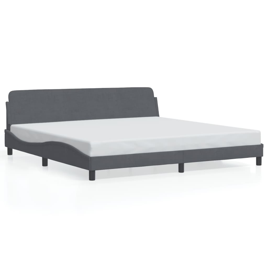 vidaXL Rám postele bez matrace tmavě šedý 200 x 200 cm samet