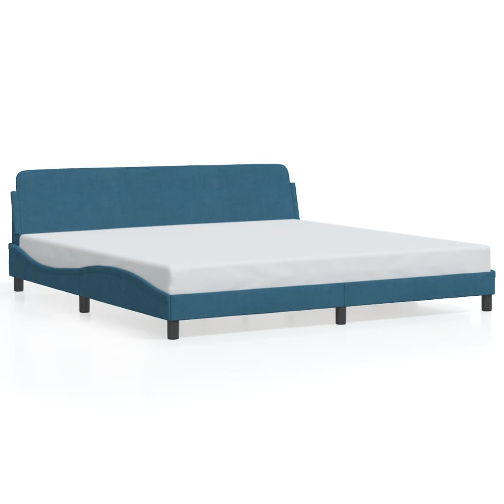 vidaXL Cadru de pat cu tăblie, albastru, 200x200 cm, catifea