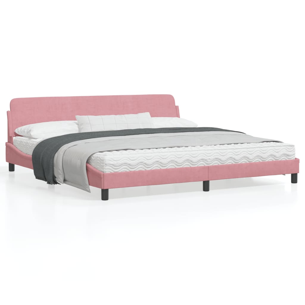 Rám postele s čelem růžový 200x200 cm samet