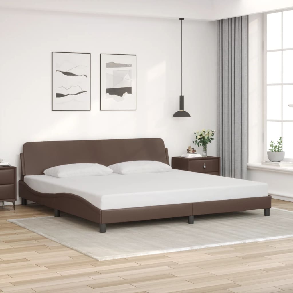 vidaXL Cadru de pat, Dover, maro, 200x200 cm, piele ecologică