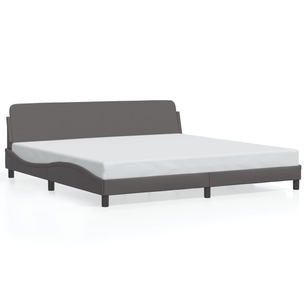 vidaXL Rám postele s čelem šedý 200x200 cm umělá kůže