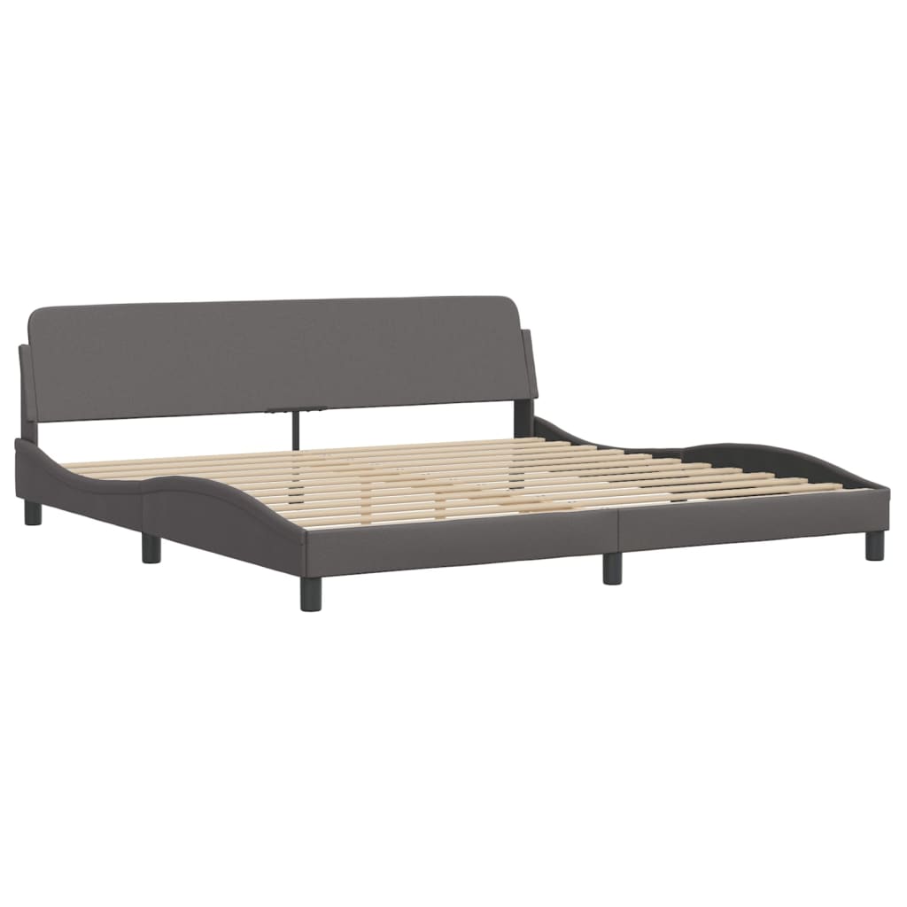 vidaXL Bedframe met hoofdbord kunstleer grijs 200x200 cm afbeelding