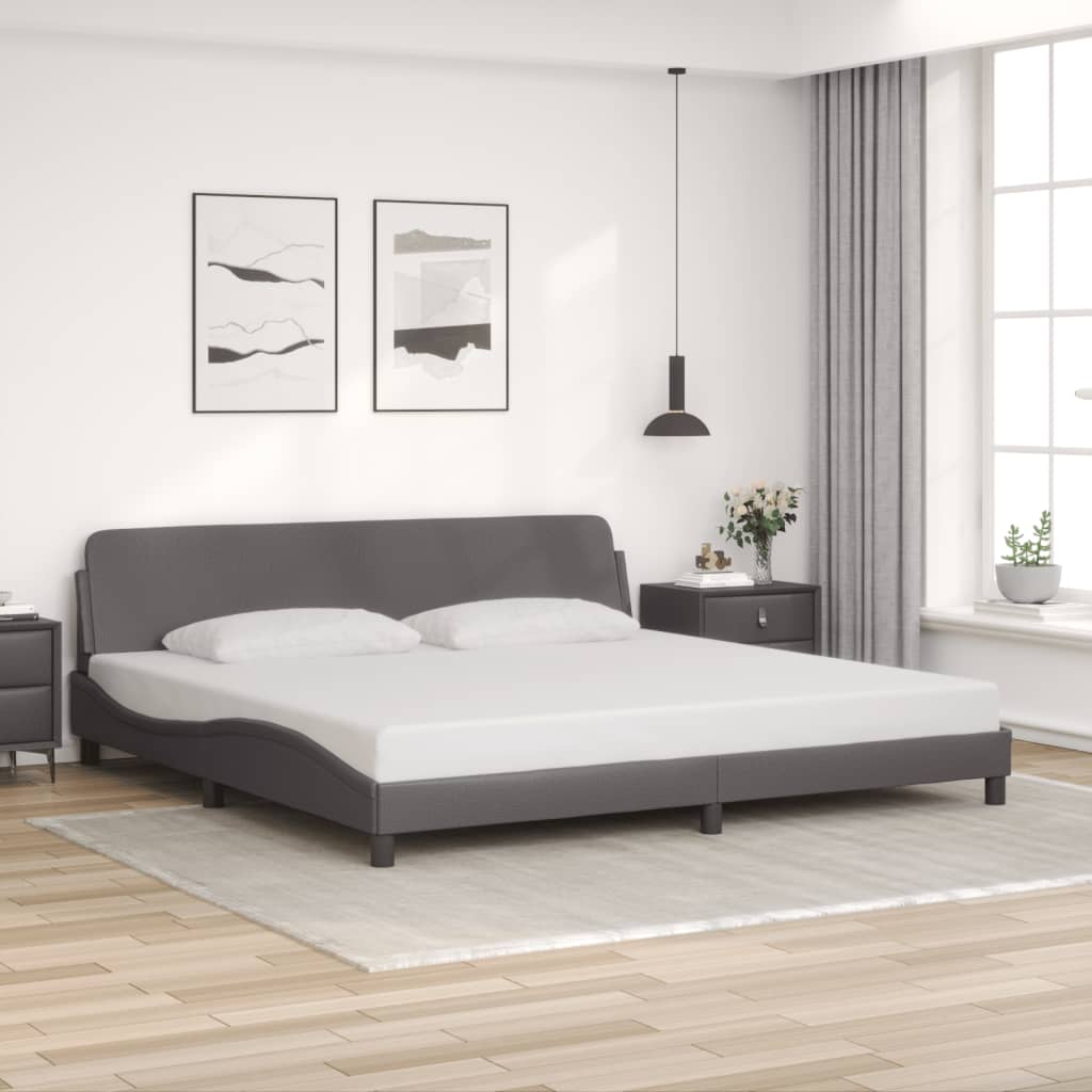 vidaXL Cadru de pat, Dover, gri, 200x200 cm, piele ecologică