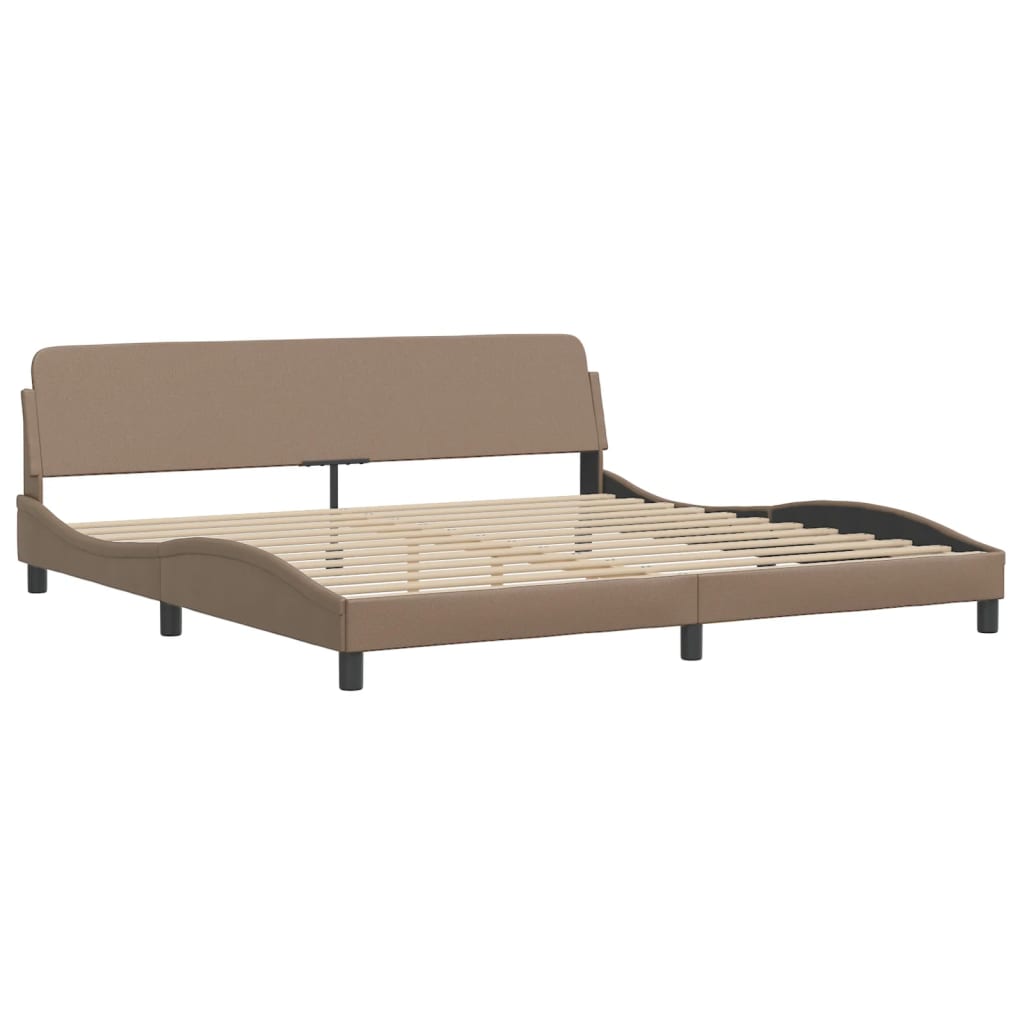 vidaXL Bedframe met hoofdbord kunstleer cappuccinokleurig 200x200 cm afbeelding