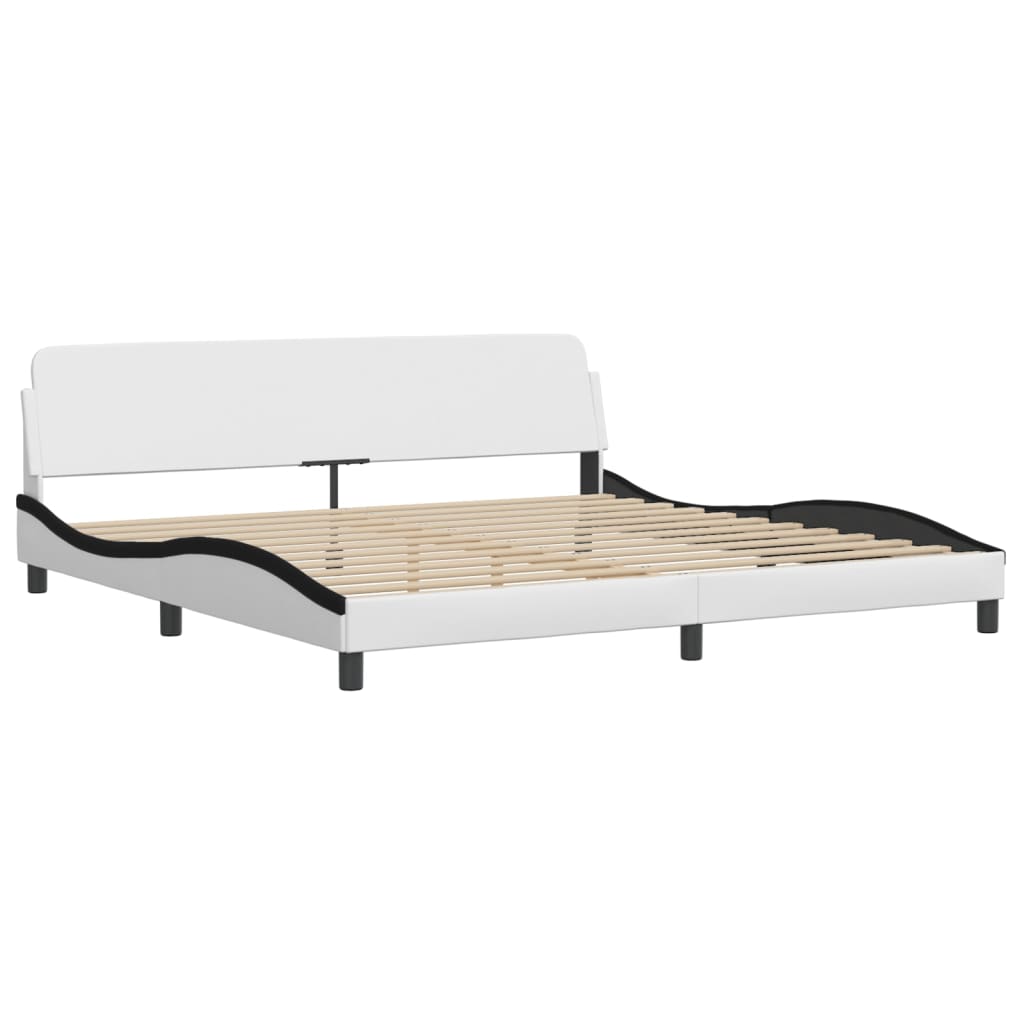 vidaXL Cama sin colchón cuero sintético blanco negro 200x200 cm