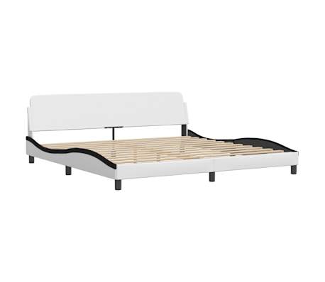 vidaXL Cama sin colchón cuero sintético blanco negro 200x200 cm