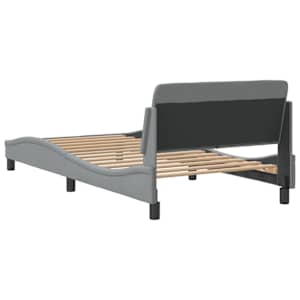 Rám postele Dover světle šedý 100 x 190 cm textil - obrázek 6