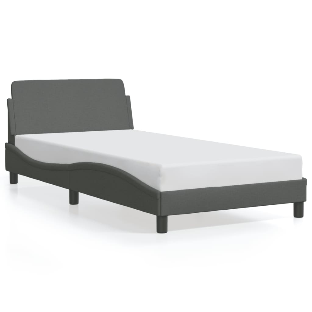 VidaXL Cadre De Lit Sans Matelas Gris Foncé 100x190 Cm Tissu